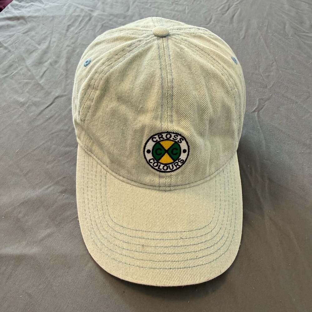 Cross Colours Light Blue Dad Hat Peace Logo Strapback 100% Cotton Cap